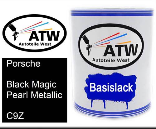 Porsche, Black Magic Pearl Metallic, C9Z: 1L Lackdose, von ATW Autoteile West.